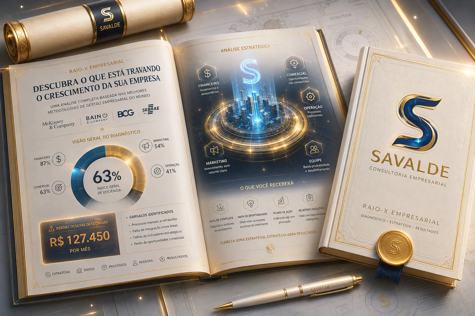 Mockup premium do relatório Raio-X Empresarial Savalde